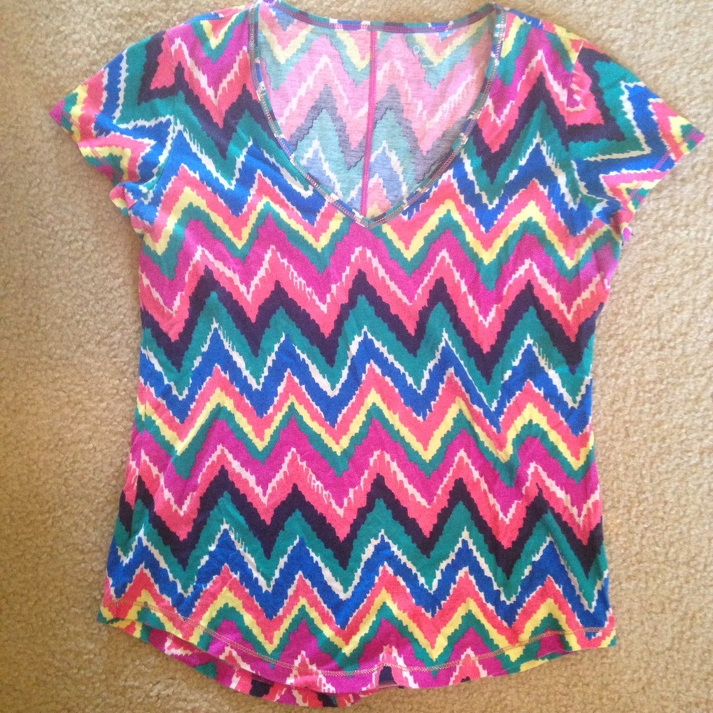 Lilly Pulitzer Multicolor Chevron V-Neck Top